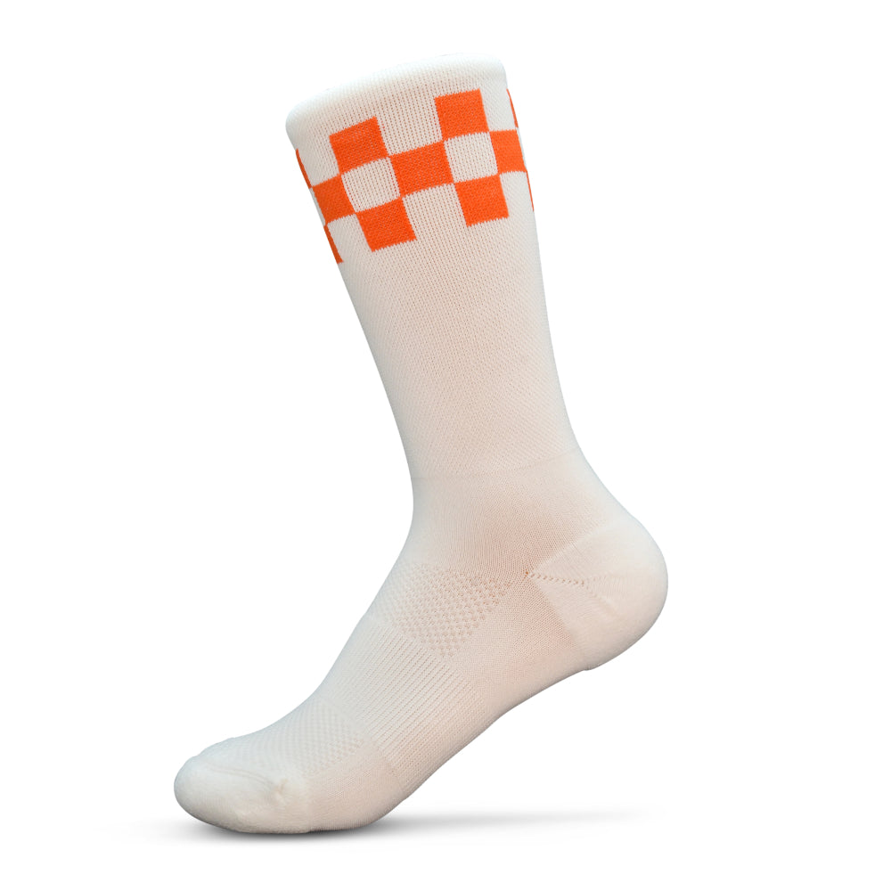 White with Orange Checkerboard