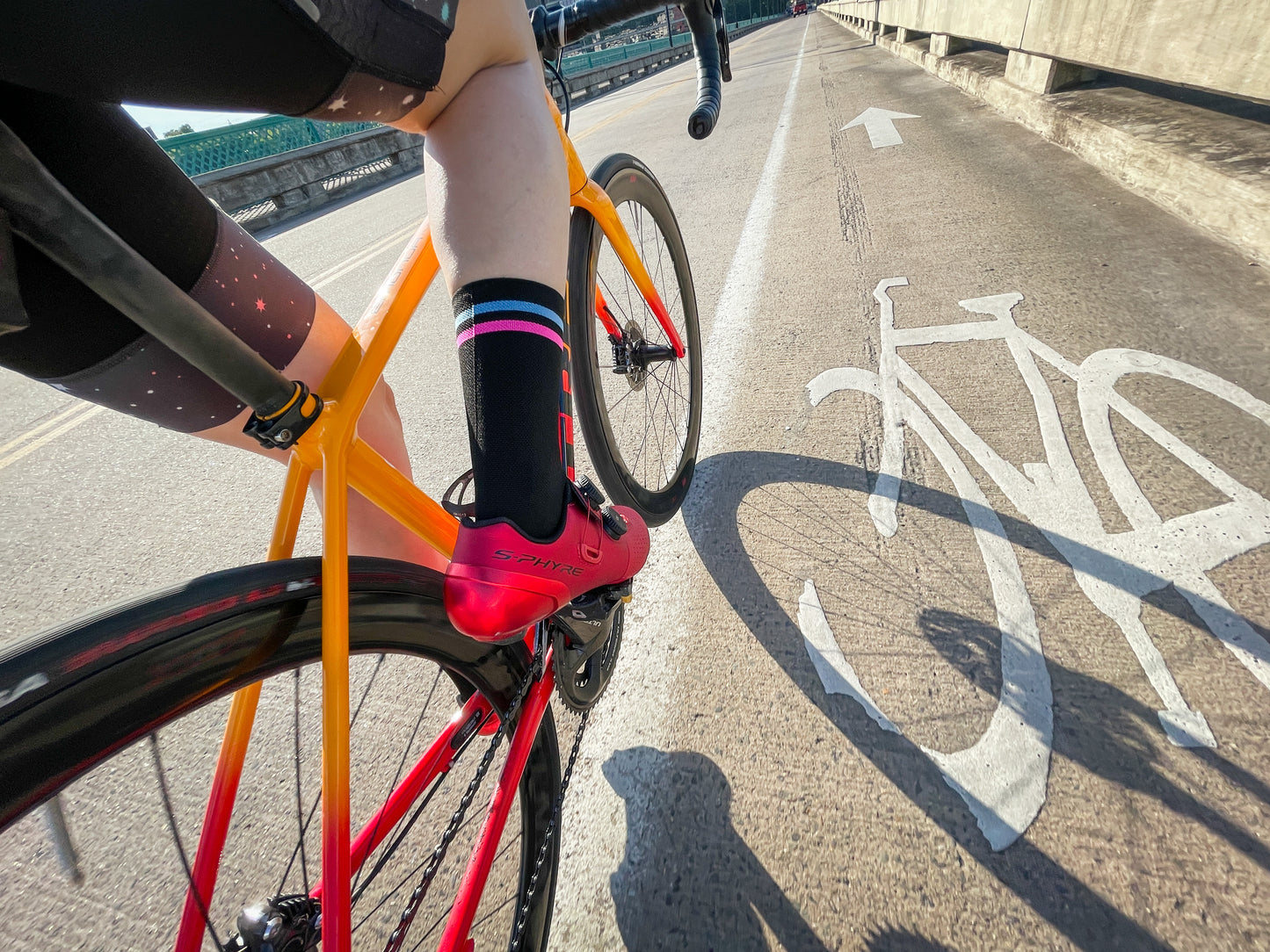 Skinny Stripes - Light Blue + Neon Pink