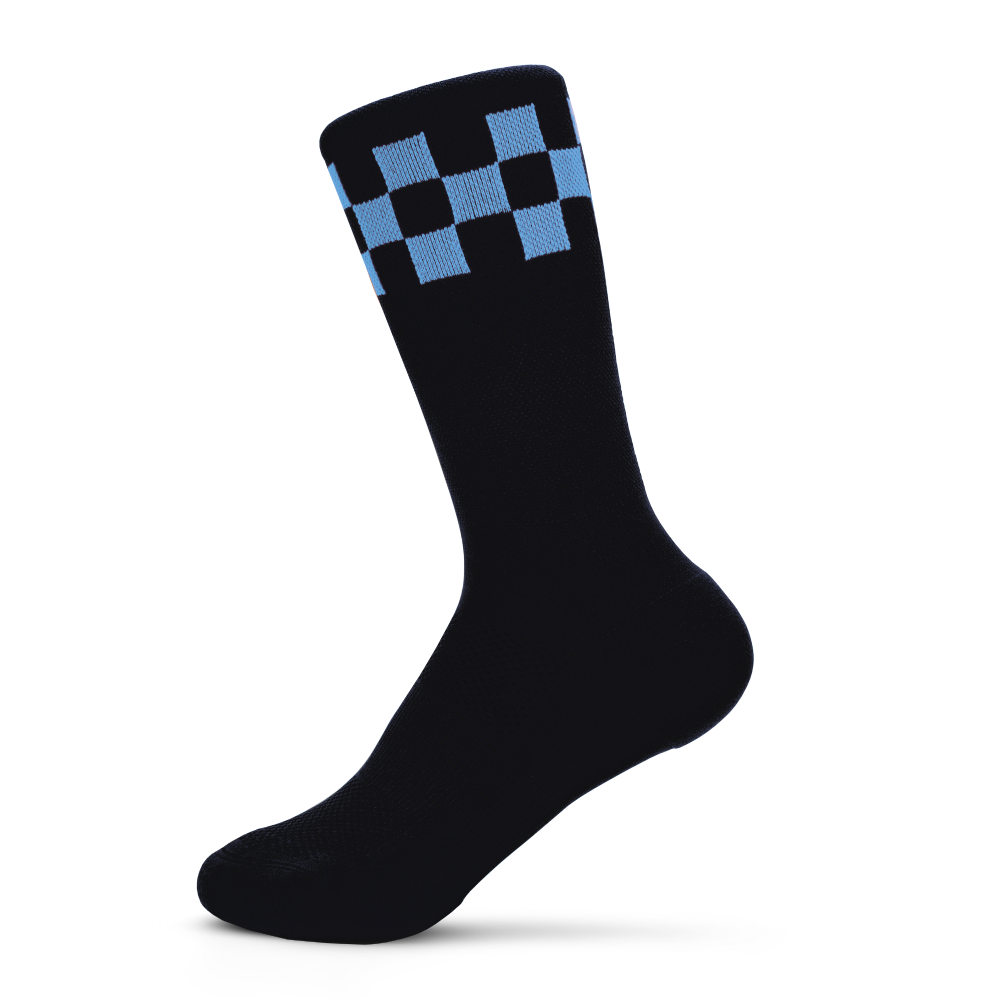 Black with Light Blue Checkerboard