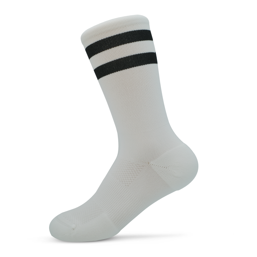 Stoke Signal Socks - White with Black Stripes – Stoke Signal Athletic