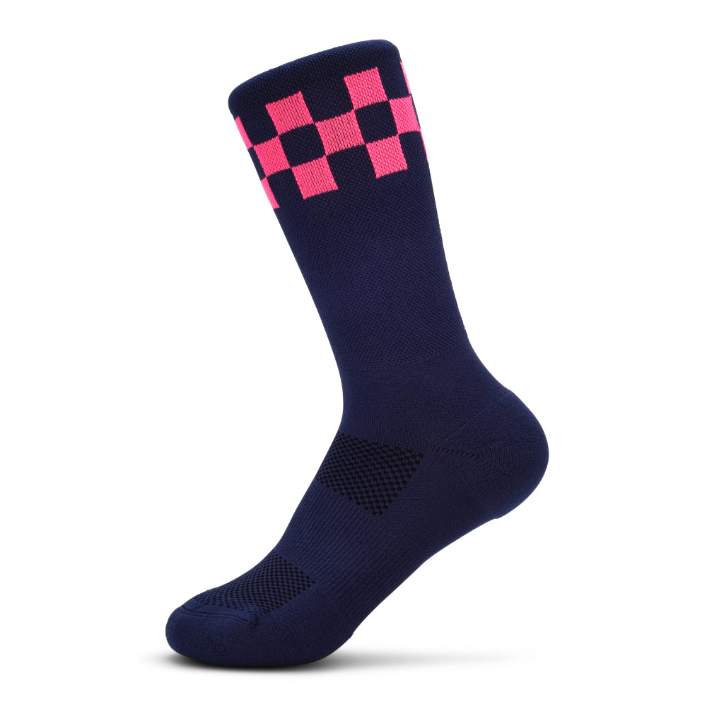 Navy with Pink Checkerboard